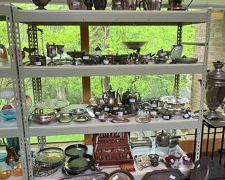 Large collection of silver plate.