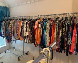 11 Rolling Racks of Ladies CLOTHES, from lingerie to heavy coats and everything in between by Liz Claiborne, St. Johns, Gap, Dana Buchman and SO MUCH MORE