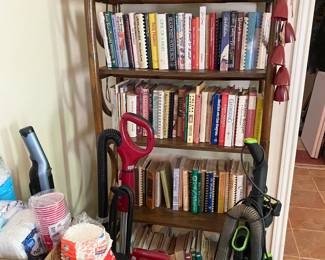 10 linear feet of Cookbooks, bamboo bookcase