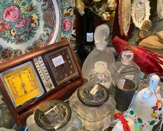 Antique Perfume Bottles, Vintage Travel Clock, Antique Ink Wells