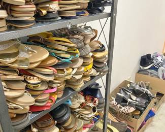 OVER 700 pairs of Ladies SHOES, size 7.5 Sandals, Dressy, Casual, Flip flops, houseshoes, open and closed toe most have never been worn