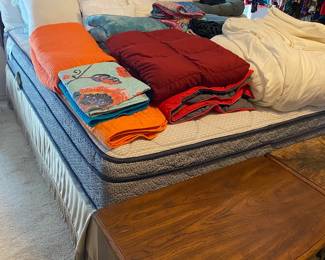 Bedroom night stands, Queen Serta mattress, bedding