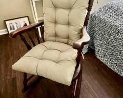 Tie on cushions come with rocking chair