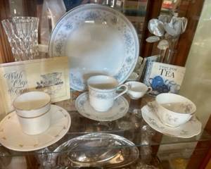 Wide variety of porcelain and china tea cups and saucers- prices vary from $3-$15 set