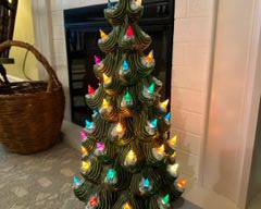 23" Vintage Atlantic Mold Ceramic Christmas Tree with Working Lights and green base (2 lights missing) $150
