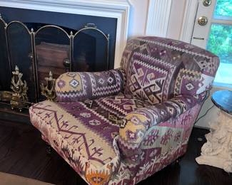 PAIR George Smith Kilim upholstered club chairs