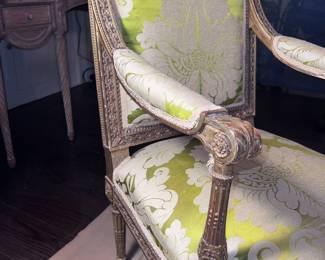 Pair carved French fauteuils