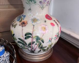 Great bulbous decoupage glass lamp