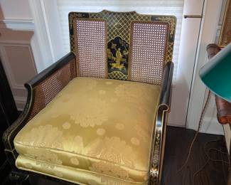 Single chinoiserie chair silk pillows