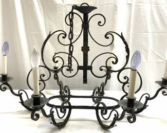 Vntg Victorian Style 6 Arm Iron Chandelier 3ft W