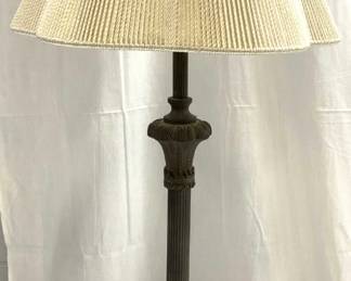 Vintage Footed Metal Table Lamp W Shade
