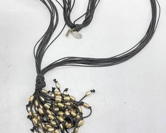 CARME ANGLADA Beaded Black Cord Necklace