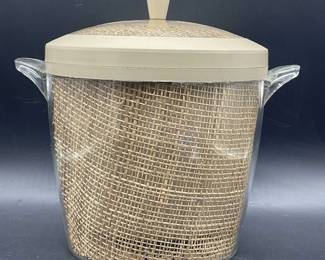 Vintage Acrylic Raffia Ware Ice Bucket, Lidded