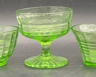 Lot 3 Vintage Uranium Glass Cups, Teacups +