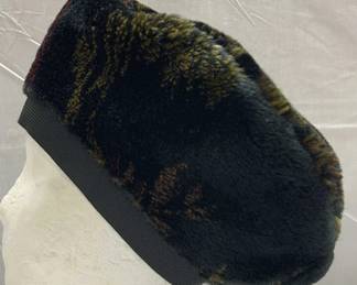 Faux Fur Multi Color Black Beret