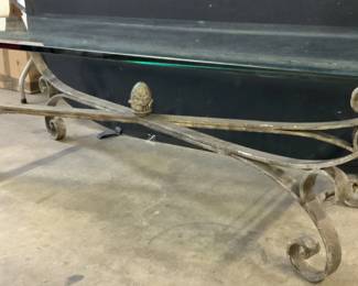 Iron Base Glass Top Coffee Table