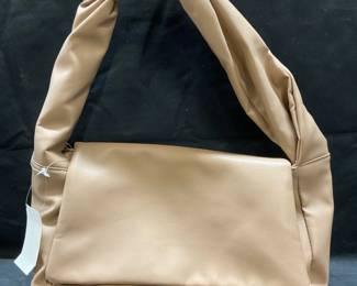 Taupe Faux Leather Fold Over Handbag NWT