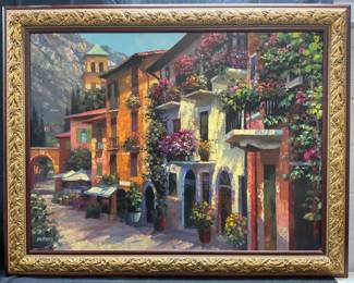 XL Framed Behrens Village Hideaway Print 4.5+Ft