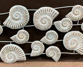 Painted Metal Nautilus Shell Wall Hanging 40in L