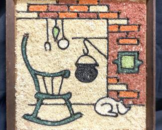 MCM Framed Mosaic Gravel Art Piece