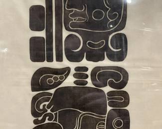 Mayan Style Ink on Fabric Temple Rubbing