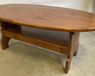 Vintage Oval Form Brown Wood Coffee Table