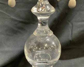 Vintage Glass Pillar Candlestick W Ornaments