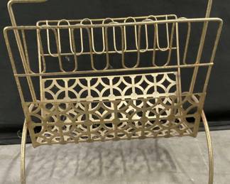 Vintage MCM Gold Tone Metal Magazine Rack
