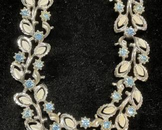 Vintage Silver Tn Crystal Flower Necklace