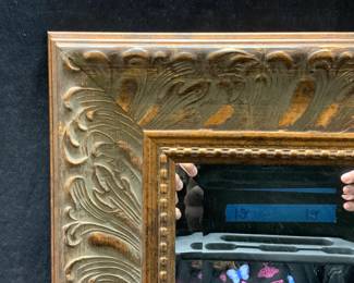 Ornate Style Carved Wooden Gold Leafed Wall Mirror