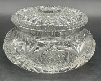 Vintage Cut Crystal Lidded Trinket Box