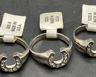 Lot 3 NWT Austrian Crystal Horseshoe Rings, USA