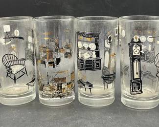Lot 4 Vintage Americana Highball Glasses, Barware