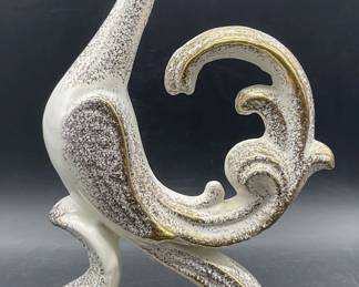 Vintage Mid Century Pottery Peacock Figural