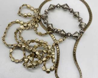 Lot 3 Vintage Gold & Silver Tn Metal Necklaces +