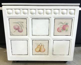 Antique Hand Painted Wooden Bar Cart