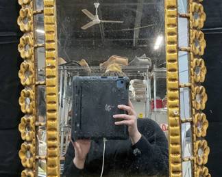 Vintage Carved Gilt Wood Flower Mirror