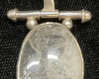 Vintage Sterling Silver & Quartz Pendant
