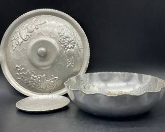 Lot 3 Vintage Silver Tn Metal Tableware, WENDELL+