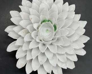 WHAT A STORE White Ceramic Floral Candleholder