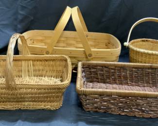 Lot 4 Assorted Woven Wicker Baskets