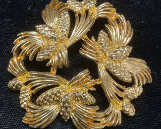 Signed TC Gold Tone Pinecone Pendant