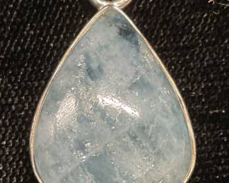 Sterling Silver Blue Semiprecious Drop Pendant