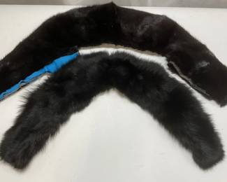 Lot 2 Vtg Black Fur/Curly Lamb Collar Trims