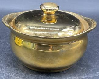 HALL USA Ceramic W/ 22k Gold Casserole Dish, Lid