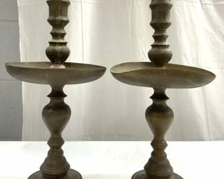 Atq Pr Italian Baroque Gilt Metal Candlesticks