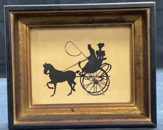 Vintage Fleck Bros Horse & Buggy Silhouette