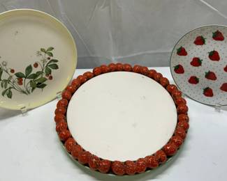 Lot 3 Vntg Japan SHAFFORD Strawberry Plates&Server