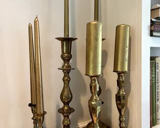 A lovely collection of solid brass Candlesticks in all sizes and heights...makes a statement!