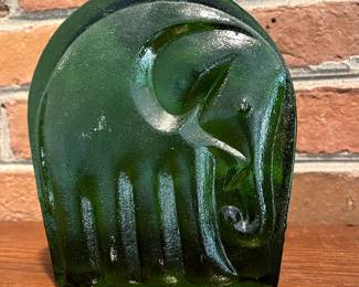 Beautiful Vintage Blenko elephant bookend.  Gorgeous and RARE!